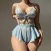 Cute Pink Women's Embroidered Romper Underwear Set