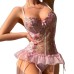 Sexy Pink Transparent Floral Embroidered Mesh Romper Lingerie