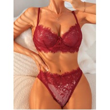 Sexy Lace Purple Bra Set Transparent Ultra-thin Push-up Underwear Sexy Lace Purple Bra Set Transparent Ultra-thin Push-up Underwear
