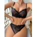 Sexy Lace Purple Bra Set Transparent Ultra-thin Push-up Underwear