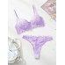 Sexy Lace Purple Bra Set Transparent Ultra-thin Push-up Underwear