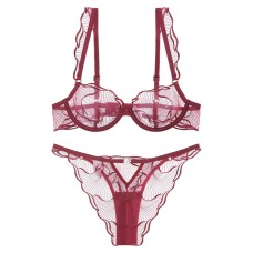 Style Lingerie Sexy Ultra-thin Pure Desire Embroidered Lace Bra Set for Large Breasts and Plus Size