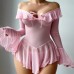 Sexy Transparent Mesh Pure Desire One-Shoulder Dress Seductive Erotic Uniform Underwear