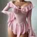 Sexy Transparent Mesh Pure Desire One-Shoulder Dress Seductive Erotic Uniform Underwear