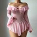 Sexy Transparent Mesh Pure Desire One-Shoulder Dress Seductive Erotic Uniform Underwear