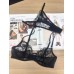 Sexy Lace Underwear Ultra-thin Transparent Heavy Embroidery Tulle Anti-Drop Bra Set