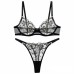 Sexy Lace Underwear Ultra-thin Transparent Heavy Embroidery Tulle Anti-Drop Bra Set