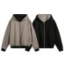 Double-sided Wear Hooded Cardigan Unisex Spring and Autumn Casual Loose Fit Plaid Short Jacket Two-Way Wearing