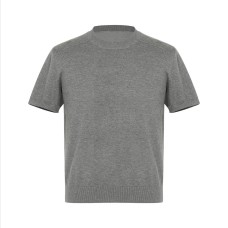 Regular Shoulder Knit Short Sleeve T-Shirt Men's Simple Solid Color Versatile Fitted Crew Neck Inner Layer Base Shirt INS Trendy Brand