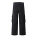 High Street Wide-Leg Work Pants Men's Vibe Trendy Pleated Multi-Pocket Design Solid Color Loose Straight Leg Long Pants