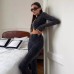 Trendy long sleeved slim fit and slimming flared pants set Trendy long sleeved slim fit and slimming flared pants set