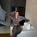 Leopard print mesh translucent sexy trumpet long sleeved fishtail dress