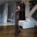 Leopard print mesh translucent sexy trumpet long sleeved fishtail dress
