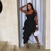 Solid Color Strapless Irregular Hem Leaf Edge Women's Dress with Sexy Design