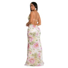 Sexy Strapless V-Neck High Slit Sequin Dress