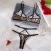 Leopard Print Lace  Underwear Set - Sexy Semi-Transparent Ultra-Thin Large Bust Minimizer Push-Up Bra Set