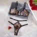 Leopard Print Lace  Underwear Set - Sexy Semi-Transparent Ultra-Thin Large Bust Minimizer Push-Up Bra Set