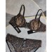 Plus Size Lingerie Sexy Lace Embroidery Ultra-thin Large Bust Minimizer Leopard Print Bra Set