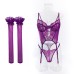 Strapless Bra Top Thin Mesh Lace Splicing Open Chest Women's Erotic Underwear with Stockings
