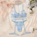 Sexy Bow Hollow-out Blue Ultra-thin Lace Bra Set Pure Desire Lingerie Set Sexy Bow Hollow-out Blue Ultra-thin Lace Bra Set Pure Desire Lingerie Set