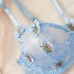 Sexy Bow Hollow-out Blue Ultra-thin Lace Bra Set Pure Desire Lingerie Set Sexy Bow Hollow-out Blue Ultra-thin Lace Bra Set Pure Desire Lingerie Set