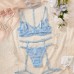 Sexy Bow Hollow-out Blue Ultra-thin Lace Bra Set Pure Desire Lingerie Set Sexy Bow Hollow-out Blue Ultra-thin Lace Bra Set Pure Desire Lingerie Set