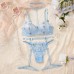 Sexy Bow Hollow-out Blue Ultra-thin Lace Bra Set Pure Desire Lingerie Set Sexy Bow Hollow-out Blue Ultra-thin Lace Bra Set Pure Desire Lingerie Set