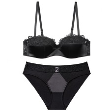 Half-Cup Underwear French Thin Comfortable Gathering Sexy Lace Bra Women Seamless Smooth Bra Set