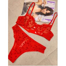 Sexy Lingerie Lace Underwear Ultra-thin Transparent Heart-shaped Print Women's Underwear Set Large Chest Minimizer Bra Sexy Lingerie Lace Underwear Ultra-thin Transparent Heart-shaped Print Women's Underwear Set Large Chest Minimizer Bra