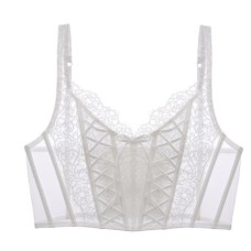 Thin Mesh Lace Bra Large Chest Minimizer Shapewear Boned Underwear