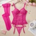 Purple Lace Garter Belt Sexy Camisole Set Lingerie Bra Set Stocking Garter Belt Temptation