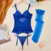 Purple Lace Garter Belt Sexy Camisole Set Lingerie Bra Set Stocking Garter Belt Temptation