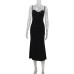 Strap sequin splicing waist slimming dress