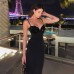 Strap sequin splicing waist slimming dress