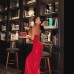 Sleeveless camisole dress slim fit solid color hip hugging evening gown