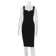 New fashionable and elegant sleeveless camisole style waist cinching dress