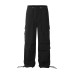 Trendy Solid Color Pleated Paratrooper Casual Straight Leg Long Pants Men's Work Pants American Style Sport Loose Drawstring Cuffed Trousers
