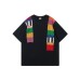 Colorful sweater contrasting splicing round neck loose short sleeved T-shirt