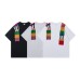 Colorful sweater contrasting splicing round neck loose short sleeved T-shirt