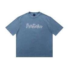 Vintage fun foam letter printed round neck short sleeved T-shirt