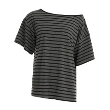 Striped sexy slanted neck off shoulder short sleeved t-shirt for women Striped sexy slanted neck off shoulder short sleeved t-shirt for women