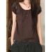Casual Versatile Pleated Round Neck Shirt