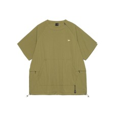 Splicing waterproof multifunctional large pocket loose short sleeved T-shirt