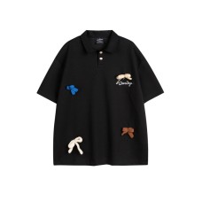 Embroidered bow pendant decoration loose polo shirt for men Embroidered bow pendant decoration loose polo shirt for men