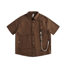 Hanging rope decoration casual short sleeved shirt men's coat