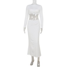 Temperament round neck long sleeved top and skirt set Temperament round neck long sleeved top and skirt set