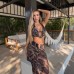 Temperament hanging neck backless vest low waist fish tail skirt set