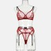 Leopard print mesh sexy lingerie gloves garter belt set