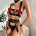 New lingerie six piece chain seductive and sexy restraint women's black erotic suit