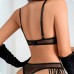 Sexy lingerie three piece set see through mesh glitter chain fun suit with gloves
